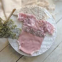 Image 2 of Photo props | newborn romper - Sophia - dusty pink