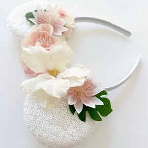 Image of White Ears with Blush Tropical Florals