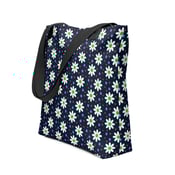 Image of daisy dots navy blue Tote bag