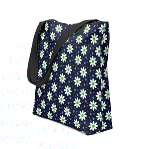 Image of daisy dots navy blue Tote bag