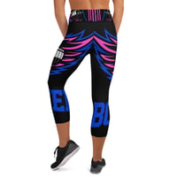 Image 3 of BOSSFITTED Black Neon Pink and Blue Yoga Capri Leggings