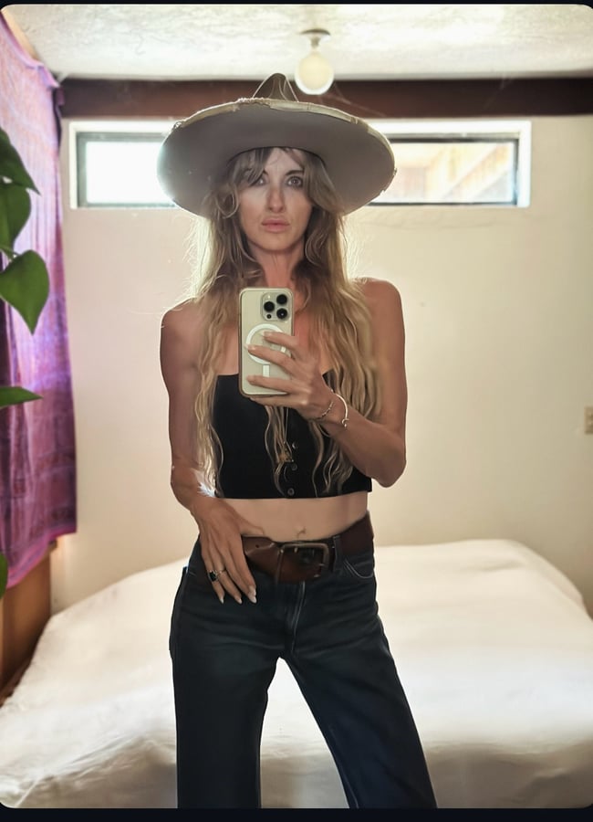 late 60s leather belt with heavy brass buckle 