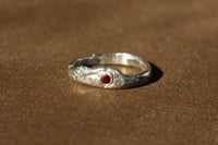 Image 1 of Silver Pinky Ring with Garnet