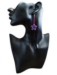 Image 2 of Pink Plumes Chainmaille Star Earrings