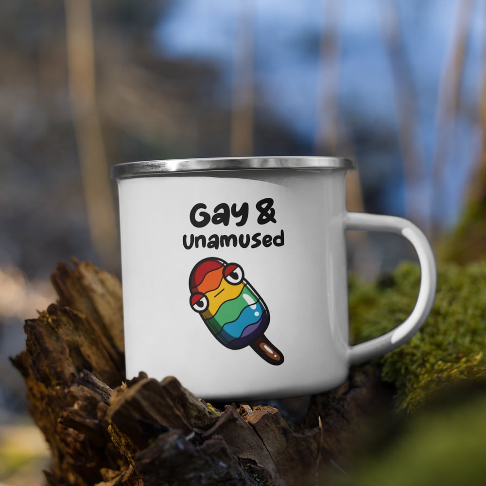 Image of Gay & Unamused Lollipop Enamel Mug