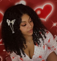 Image 1 of Silver White Roses Butterfly Claw Clip 