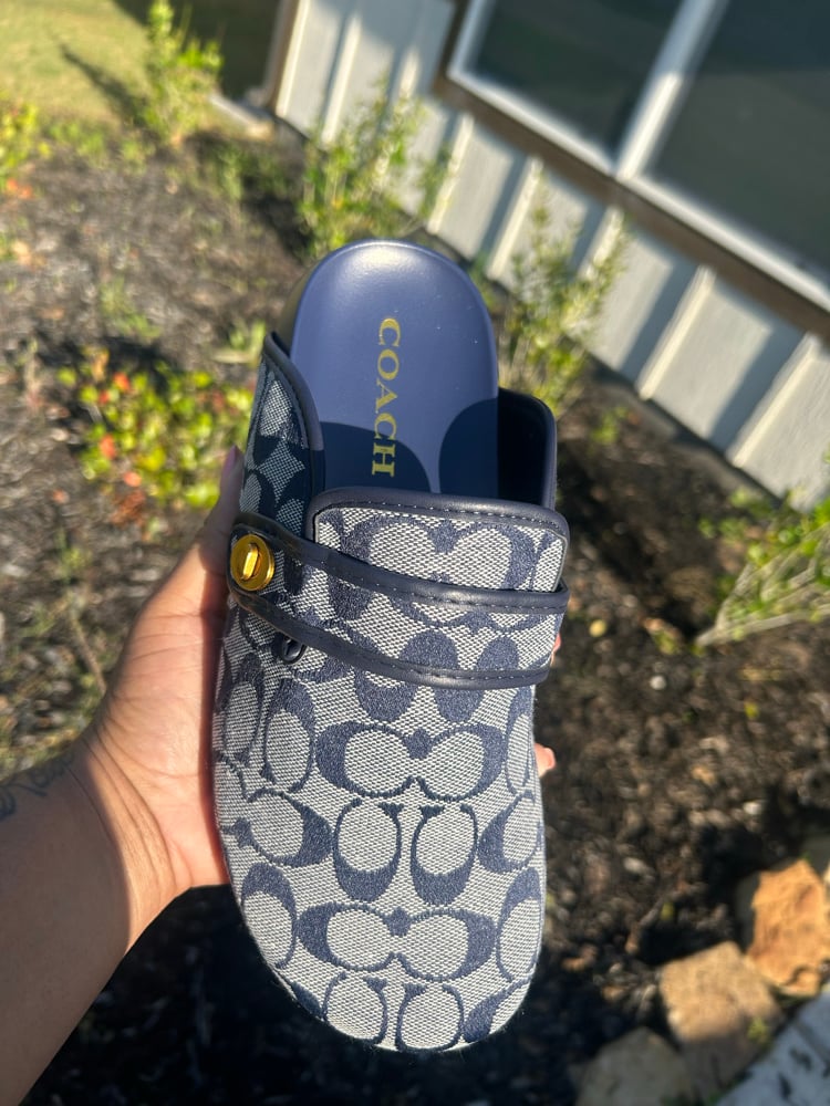 Dark Blue Coach Clogs 