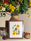Calendula, Nasturtium, Chrysanthemum & Veronica Wildflowers In 8" X 10" Frame (Item# 2023018)