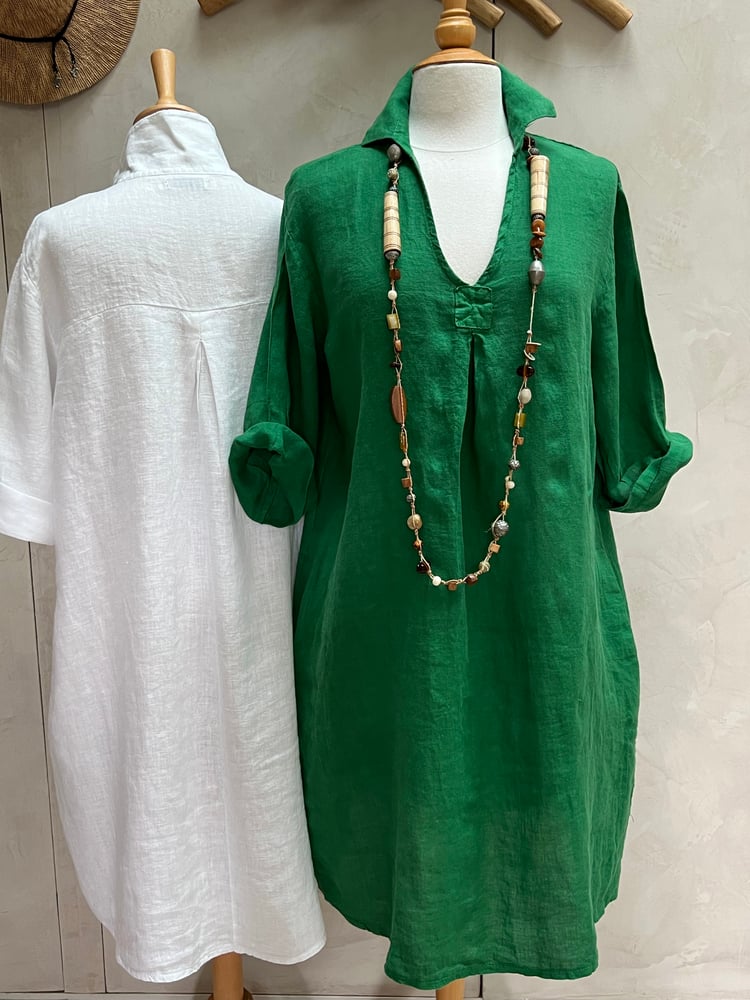 Image of Robe En Lin Daphné Vert 