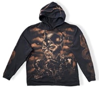 Image 1 of “CAN’T BE TAMED” CUSTOM BLEACH PAINTED PULLOVER HOODIE XL