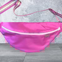 Image 4 of Medium pink waterproof bumbag with pale pink zip