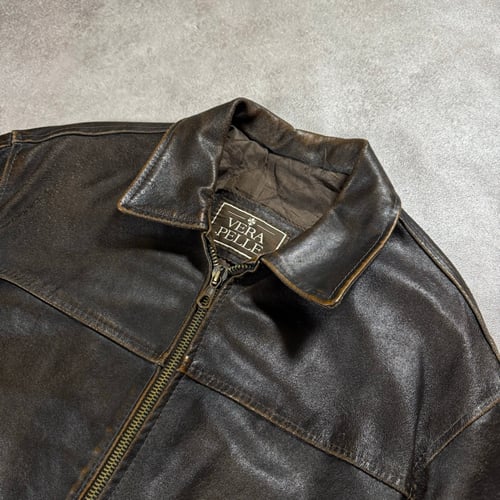 Image of 1990s Heavyweight Cropped Leather Jacket, Size Medium