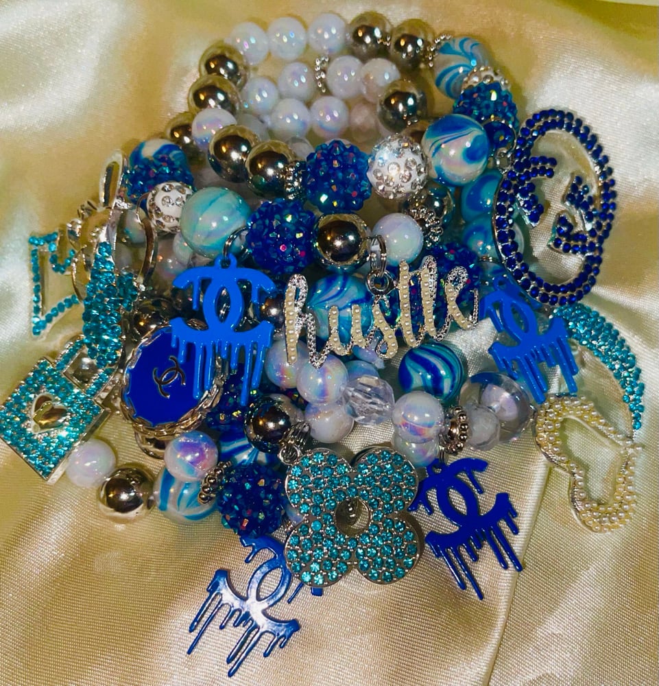 Image of Blue Bling Stacked Bracelet's 