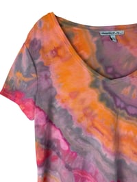 Image 2 of ♻️ UPCYCLED XS Express Ultra Soft Hi-Low Tee in Bright Agate Ice Dye