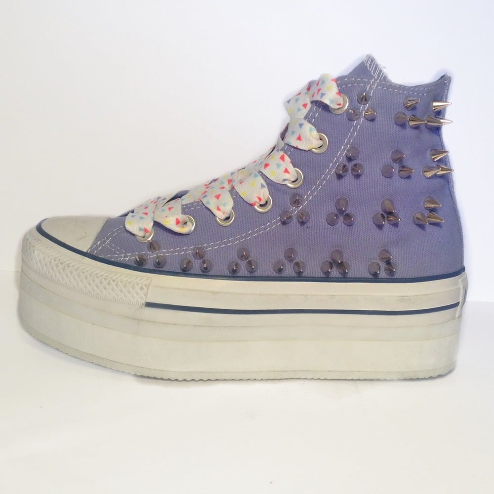 CAUTION Dav Cons Studded Spiked Lilac Platform Converse