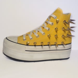 Image of Sunshine Cons - Studded Spiked Yellow Platform Converse