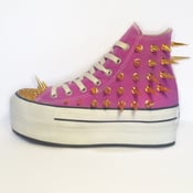 Image of Twinkle Cons - Studded Spiked Fushia Platform Converse