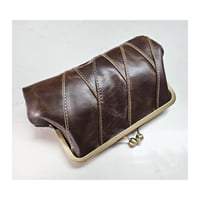 Image 1 of Coffee Mosaic Leather Clutch 