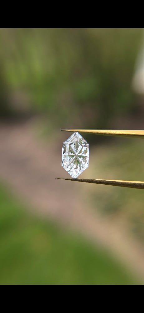 Image of White Sapphire — Dutch Marquise Fantasy Cut