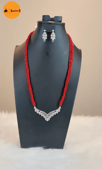 Image 5 of Long and Big Head American Diamond Hydrocrystal Mangalsutra Set