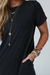 Image 3 of On The Daily Pocket Tee Dress- Charcoal 2 Tone