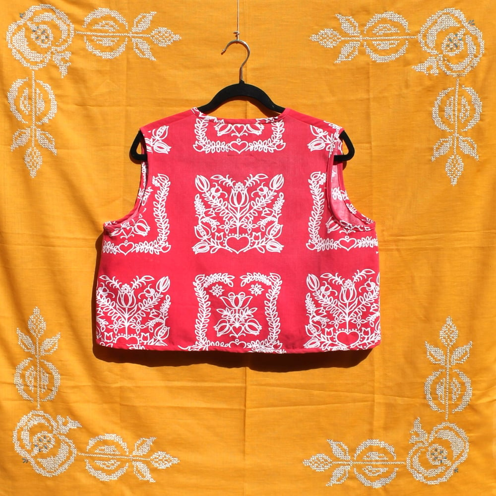 Image of Folk Flowers Tie Top/ Layering Vest