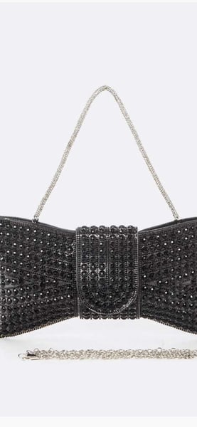 Image of Black Pave Stone Bot Tie Clutch Bag