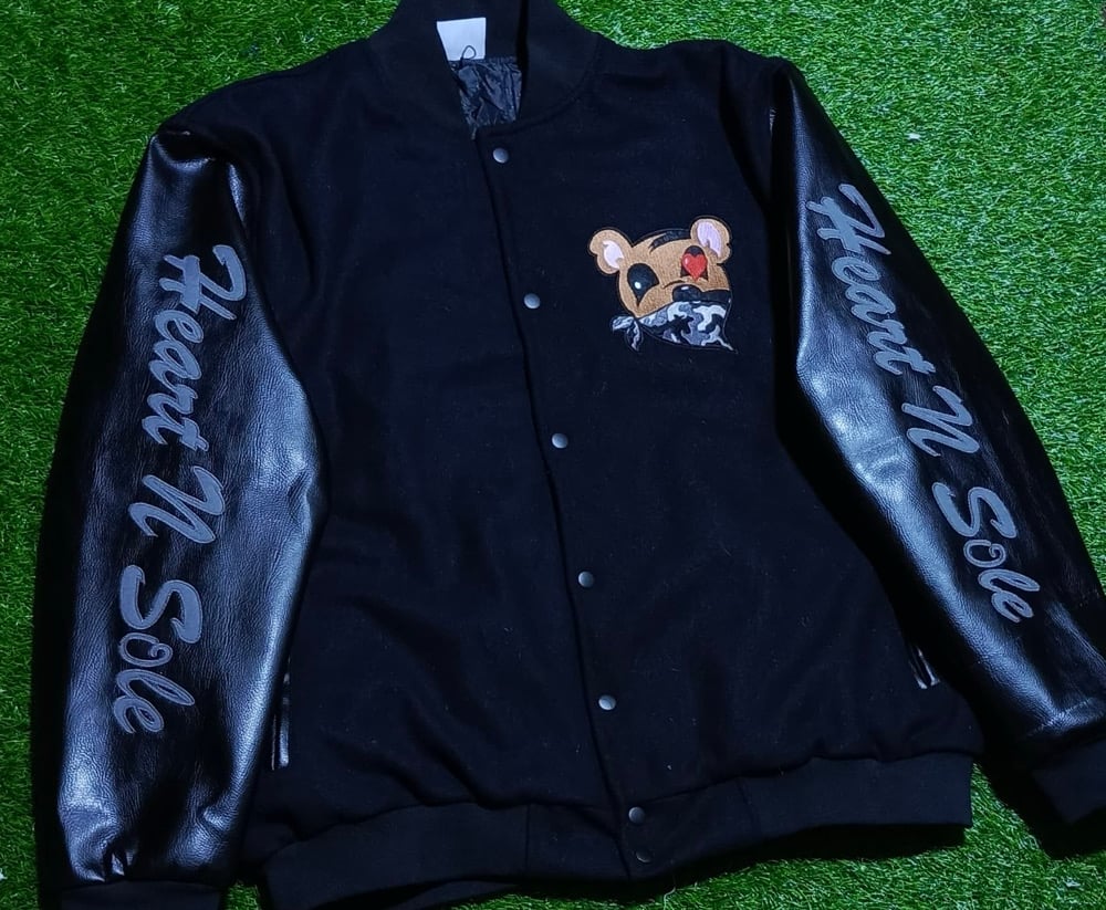 Heart N Sole Triple Black Varsity Jacket 