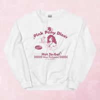 Image 2 of Pink Pony Diner Sweatshirt, Chappell Roan Unisex Jumper- Pink and White print