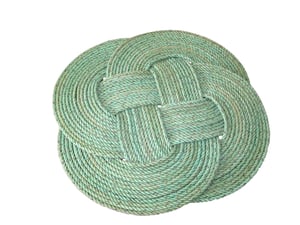 Image of Alaskan Hand woven Rope Rug 21 inches Diameter Green 