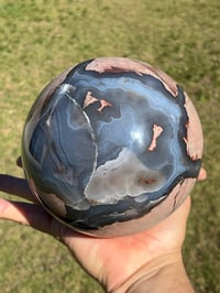 Image 5 of Large Volcano Agate Sphere UV #2112