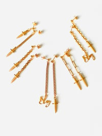 Image 1 of SMALL GOLD DAGGER EARRINGS 