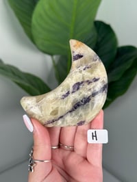 Image 7 of FLUORITE X CALCITE SELF STANDING MOONS