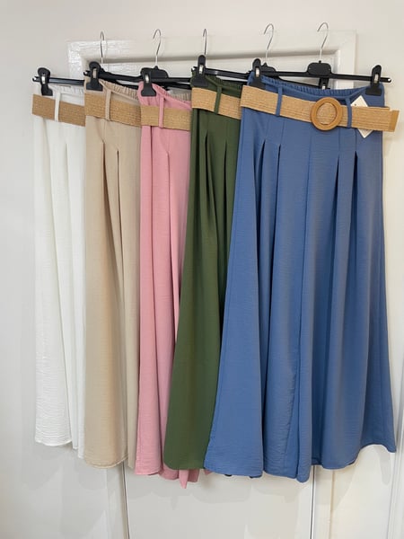 Image of Front Pleated Wide Leg Trouser With Belt