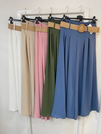 Front Pleated Wide Leg Trouser With Belt