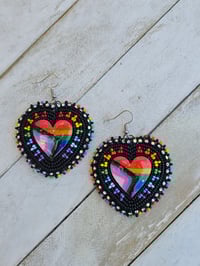 Image 1 of Black Rainbow Pride earrings 