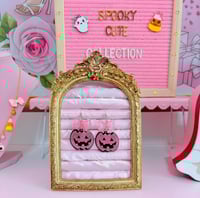 Image 2 of Pink Jack O Lantern Halloween Earrings