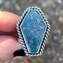 Image 1 of Morenci Turquoise Handmade Sterling Silver Coffin Ring