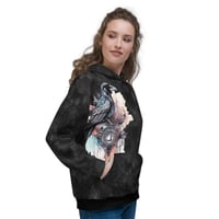 Image 1 of Kawaii Goth Inspired Watercolor Crow/Raven Unisex Hoodie