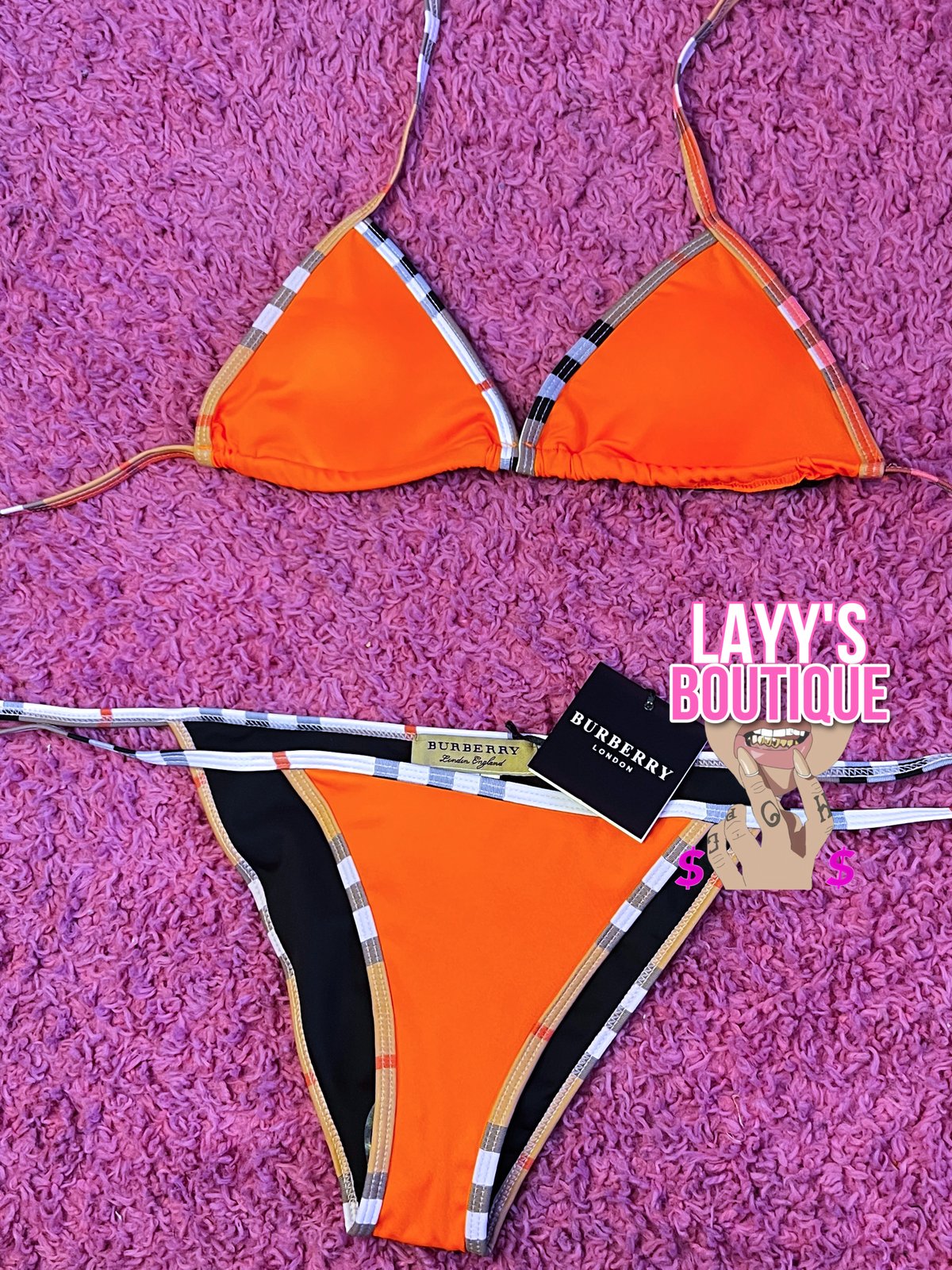 Orange Burberry Two Piece Swimsuit Layys Closet
