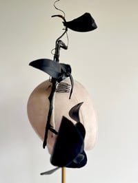 Image 3 of Black leather floating  flower headpiece