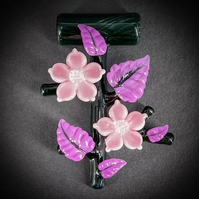 Image of Black & Pink Spring Flower Vine Pendant