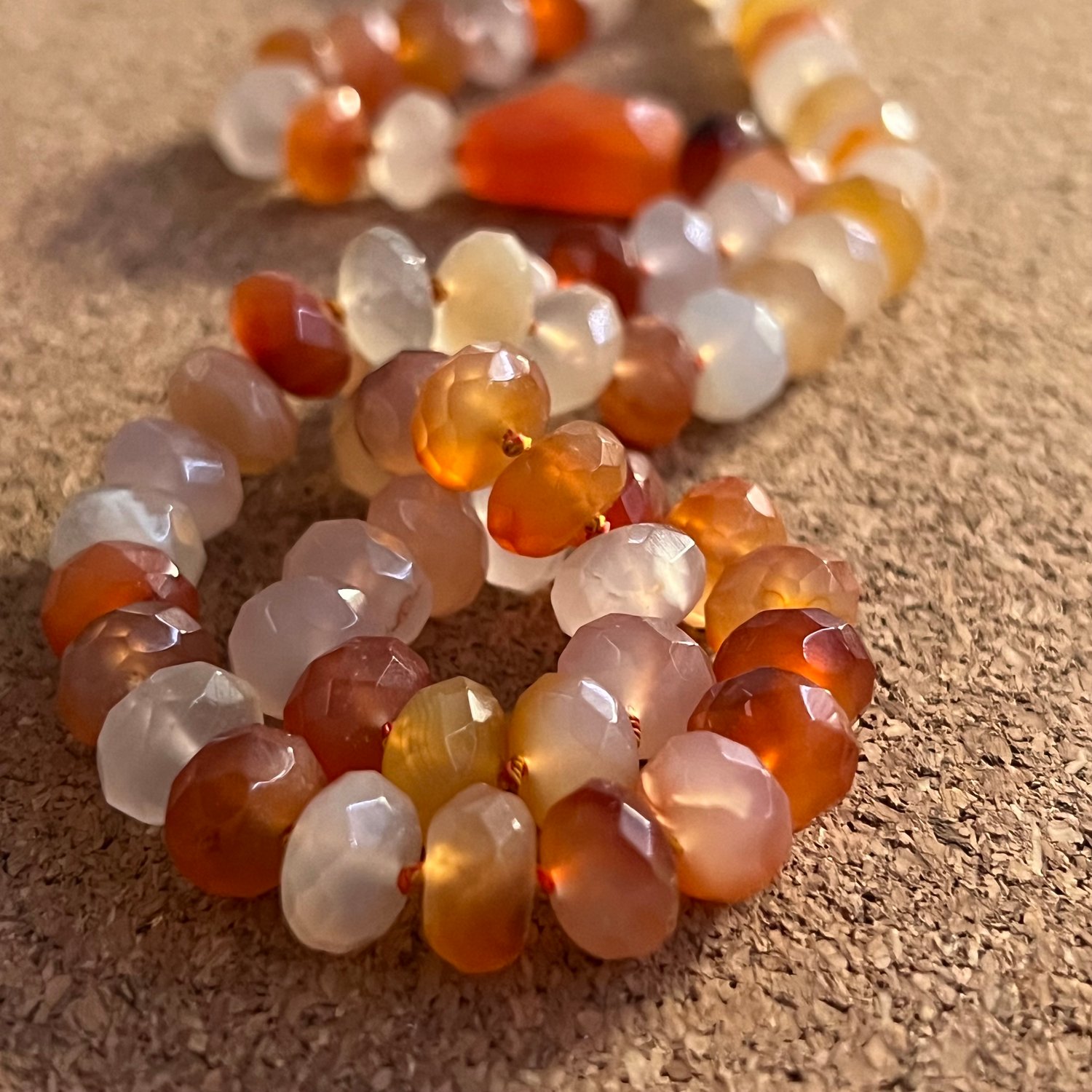 Image of Hand-tied Carnelian Beaded Necklace 