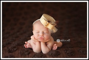 Image of 1960's Organic Acacia Pillbox Hat for Newborn Portraiture