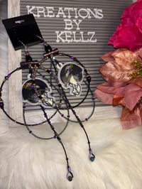 Image 1 of Large Hoop Ravens Earrings 9