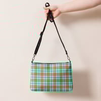 Image 1 of aqua orange plaid Crossbody bag