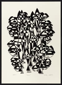 Lithograph of Salmon Swimming Upstream