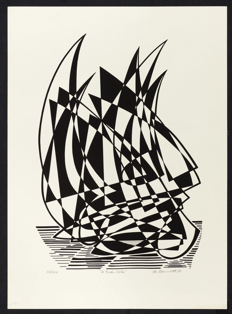 Image of "Full Sail" - Lithograph of Sailboat 