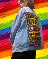Image 2 of Custom Hand Painted Denim Jacket