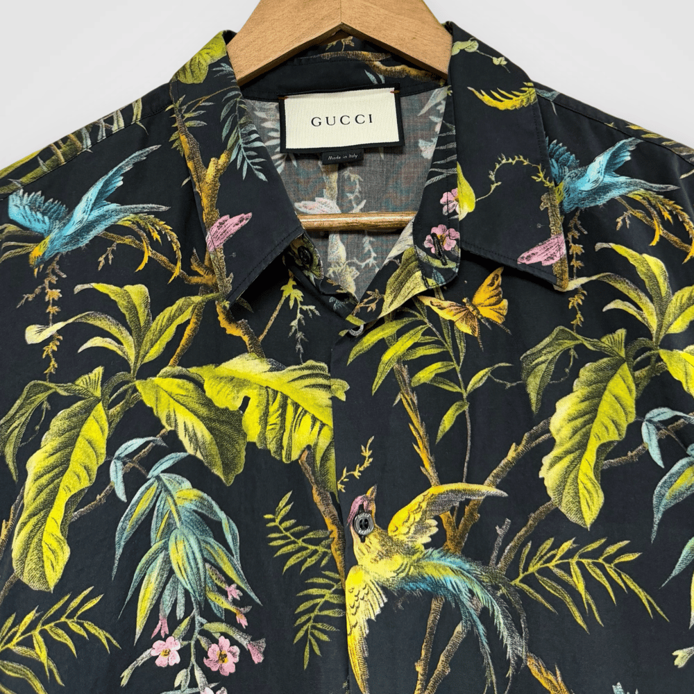 Image of Gucci Black Tropical Button Up Shirt